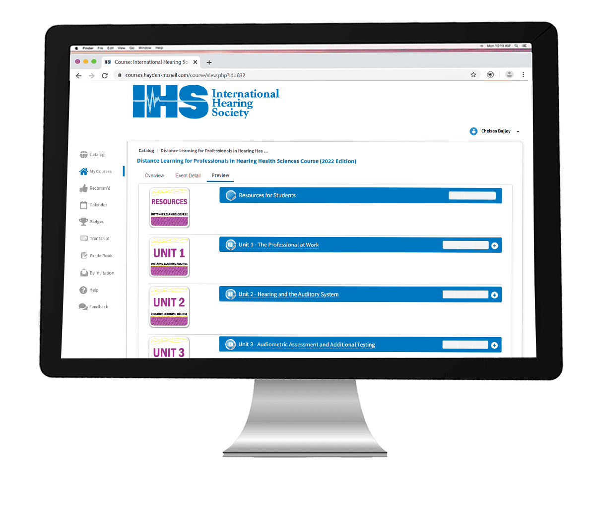 A computer screen displaying a trainer's view from the e-Learning Portal.