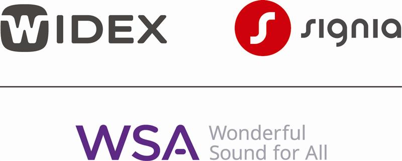 Widex, Signia, and WSA logos, representing hearing technology brands for the IHS 2026 Conference & Expo.
