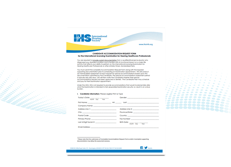 First page of the ILE accomodations request form resource