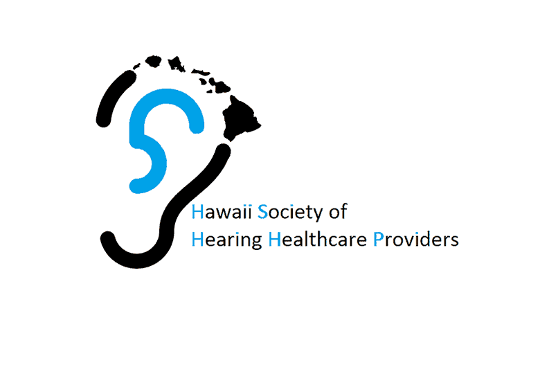 Hawaii Society of Hearing Healthcare Providers logo with Hawaii map outline.