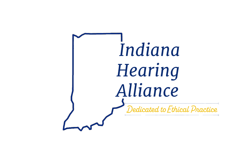 Indiana Hearing Alliance logo featuring Indiana state outline and chapter name.