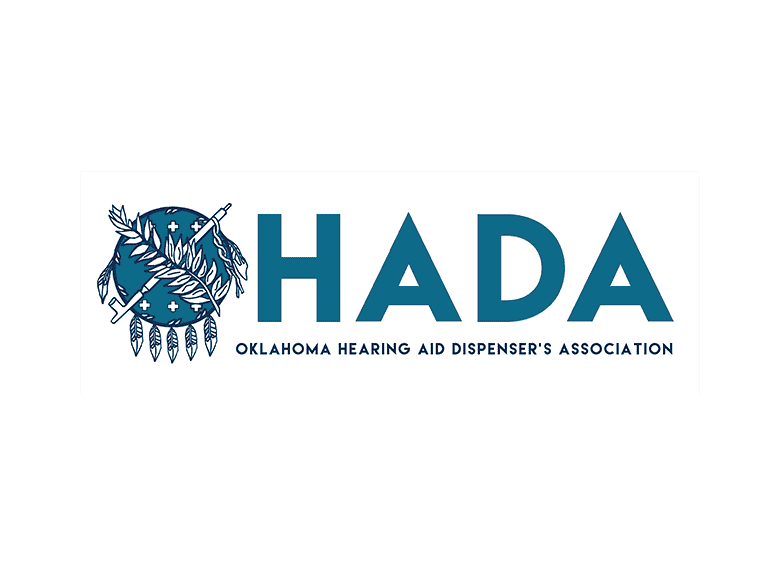 Oklahoma Hearing Aid Dispenser Association logo with Native American imagery.