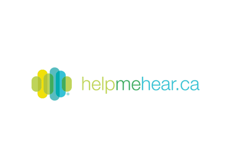 HelpMeHear.ca logo with colorful sound wave design for Ontario IHS Chapter.