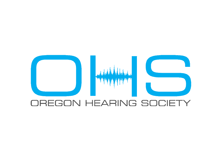 Oregon Hearing Society logo with sound wave and "OHS" text.