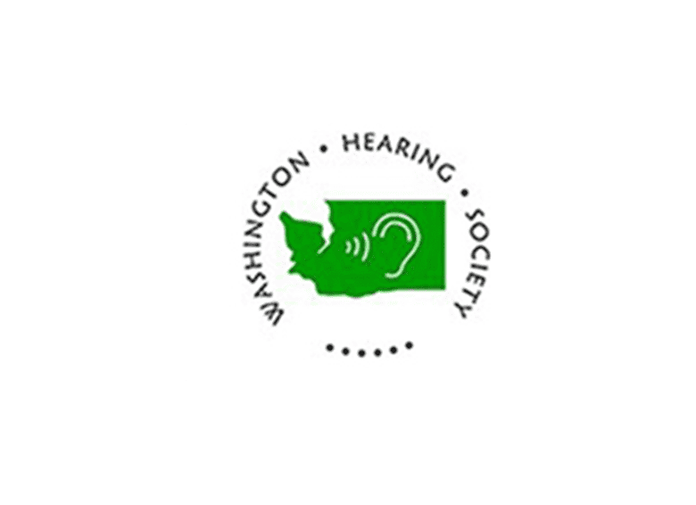 Washington Hearing Society logo with map and ear icon.