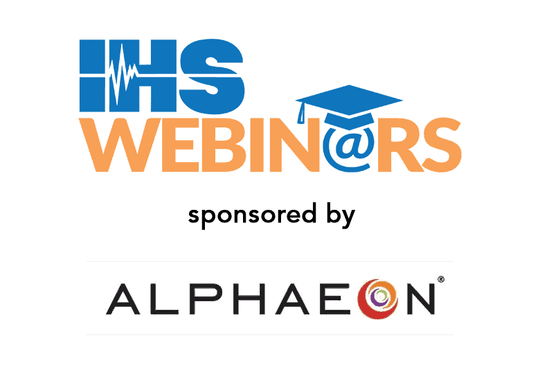 IHS Webinar sponsored by Alphaeon. Company logo with colorful swirl design.