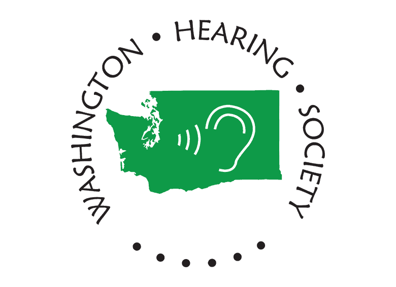 Washington Hearing Society logo with map and ear icon.
