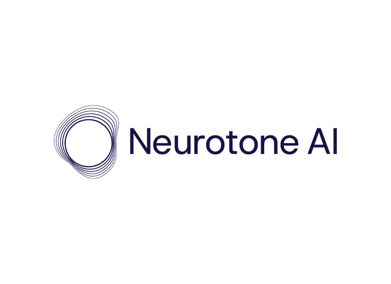 Neurotone AI logo with abstract circular design and company name.
