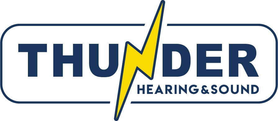 02_blue_THUNDER_HearingSound Thunder Hearing & Sound logo with a lightning bolt