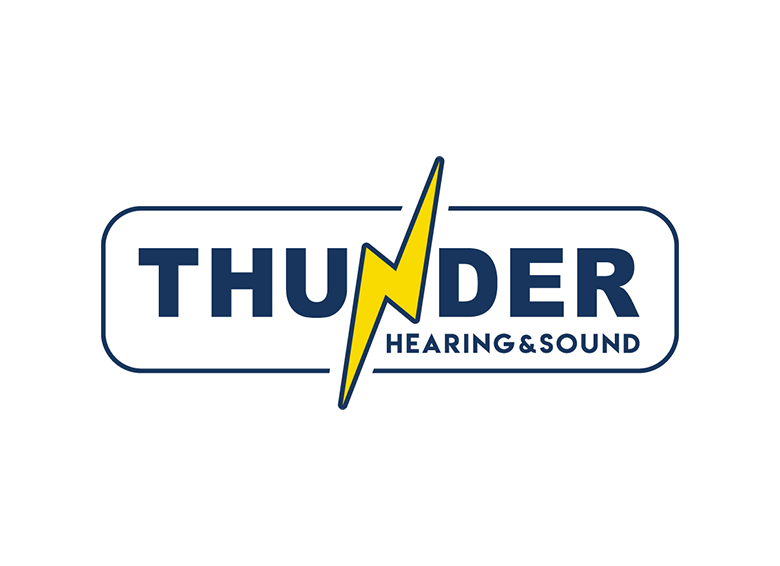 Thunder Hearing & Sound logo with a yellow lightning bolt